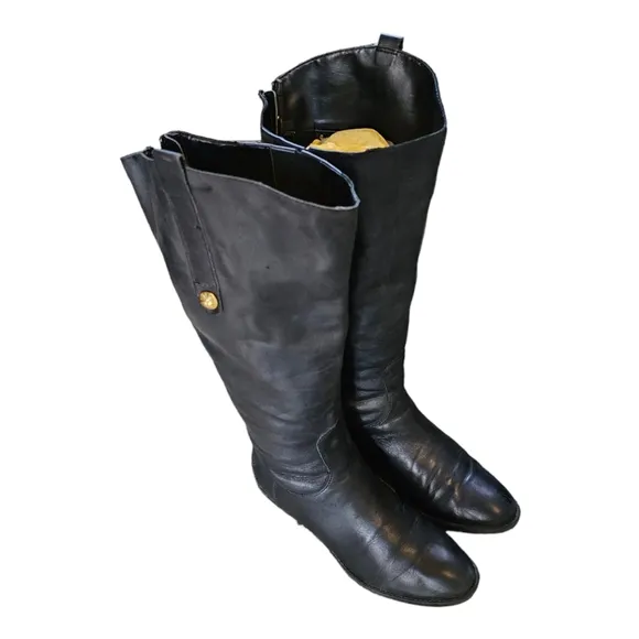 Sam Edelman Penny 2 Riding Boots Knee High Sz 7.5 M Black Leather Rear Zipper