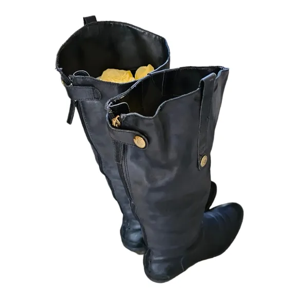Sam Edelman Penny 2 Riding Boots Knee High Sz 7.5 M Black Leather Rear Zipper