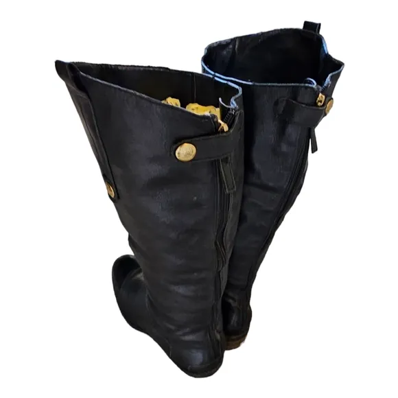 Sam Edelman Penny 2 Riding Boots Knee High Sz 7.5 M Black Leather Rear Zipper
