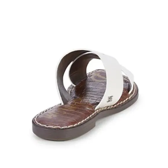 SAM EDELMAN White Leather Slide Sandals