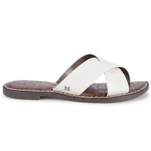 SAM EDELMAN White Leather Slide Sandals