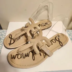 Sam Edelman &quot;Carter&quot; Nude Patent Leather Slip-On Thong Sandals Sz.9 Ret.$89
