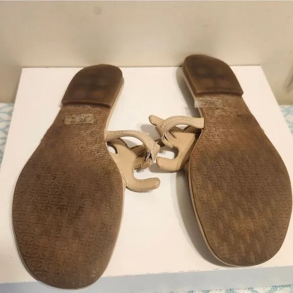 Sam Edelman &quot;Carter&quot; Nude Patent Leather Slip-On Thong Sandals Sz.9 Ret.$89