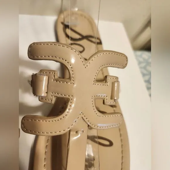 Sam Edelman &quot;Carter&quot; Nude Patent Leather Slip-On Thong Sandals Sz.9 Ret.$89