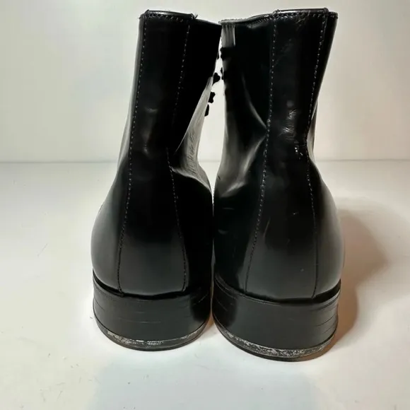 Sanders Mens Black Leather Dress Boots Metal Heel Made In England Size 7 (2663B