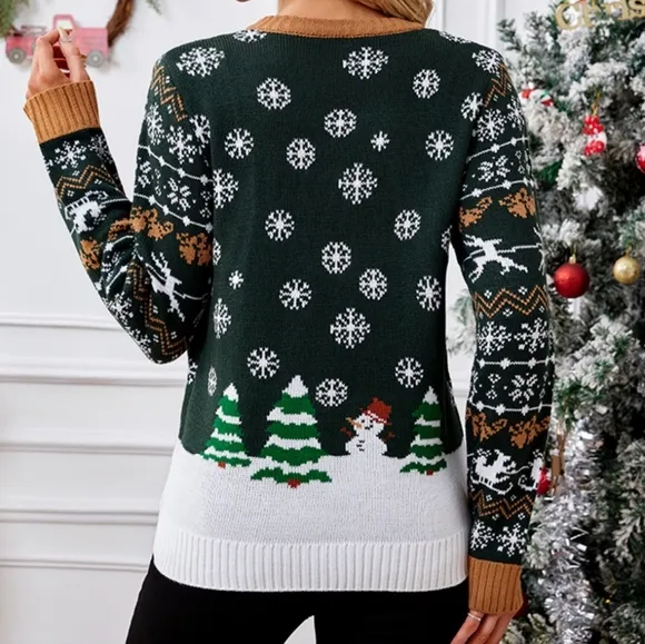 Santa Claus Coming to Town Holiday Top Long Sleeve Shirt Pullover Knit Sweater
