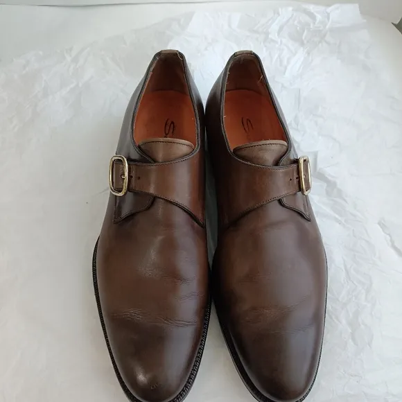 Santoni men's monk strap leather shoes size 8