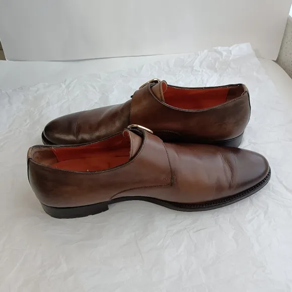 Santoni men's monk strap leather shoes size 8