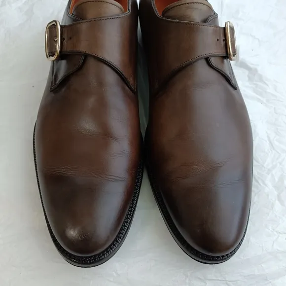 Santoni men's monk strap leather shoes size 8