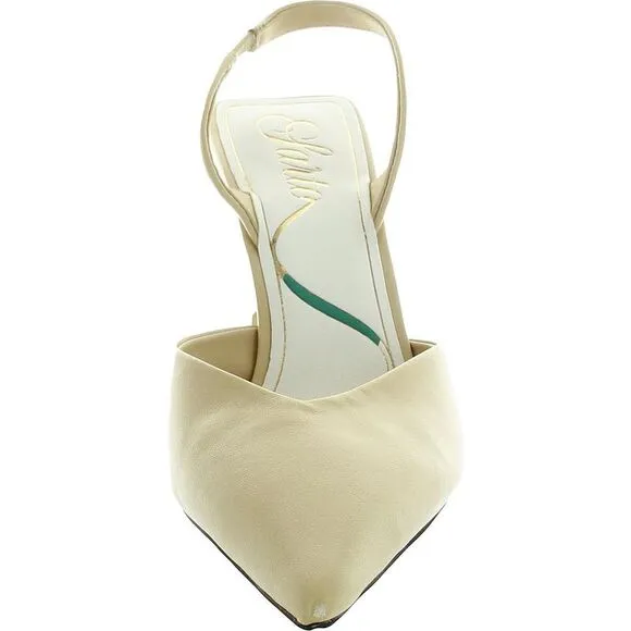 Sarto Franco Sarto Womens Beige Leather Slip On Slingback Sandals Shoes NWOB