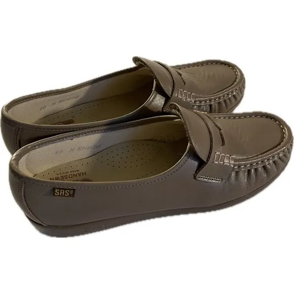 SAS Shoes Womens 10 M Casual Comfort Slip On Moccasin Loafers Beige Leather