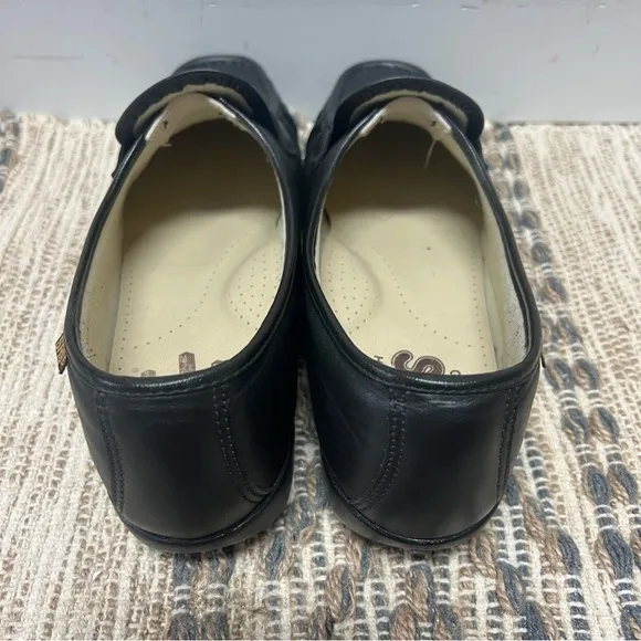 SAS Shoes Womens 12W Black Loafer Slip On Leather Classic TImeless Elastic Gore