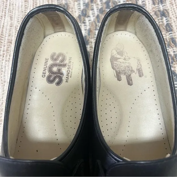 SAS Shoes Womens 12W Black Loafer Slip On Leather Classic TImeless Elastic Gore