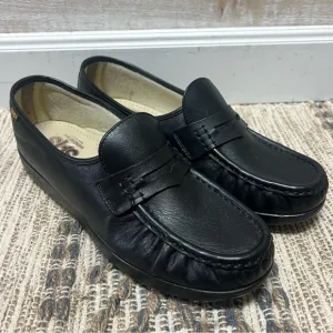 SAS Shoes Womens 12W Black Loafer Slip On Leather Classic TImeless Elastic Gore