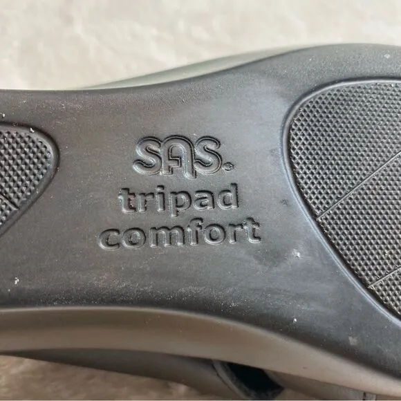 SAS Tripod Comfort Black Leather Slip On Sandals Size 10 N