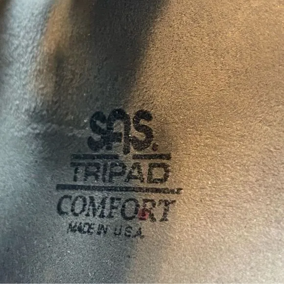 SAS Tripod Comfort Black Leather Slip On Sandals Size 10 N
