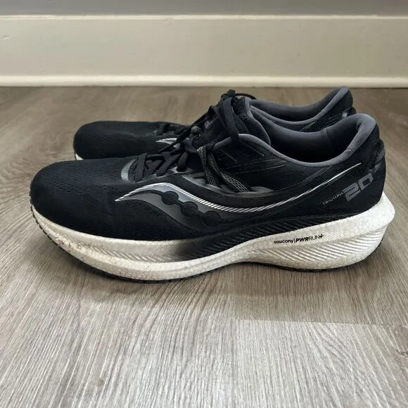 Saucony Triumph 20 Men’s 11 Running Shoes Black White Athletic Sneakers READ