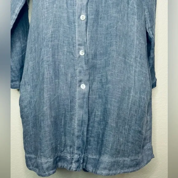 Scandal Abril Tunic Linen Button Shirt Dress Size M Made in Italy