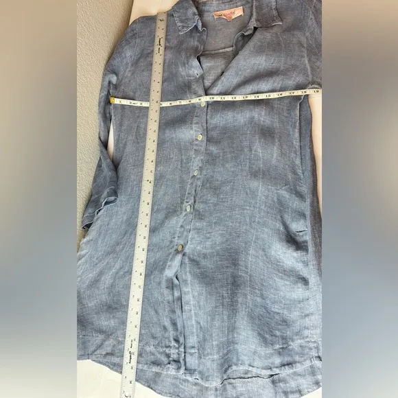 Scandal Abril Tunic Linen Button Shirt Dress Size M Made in Italy