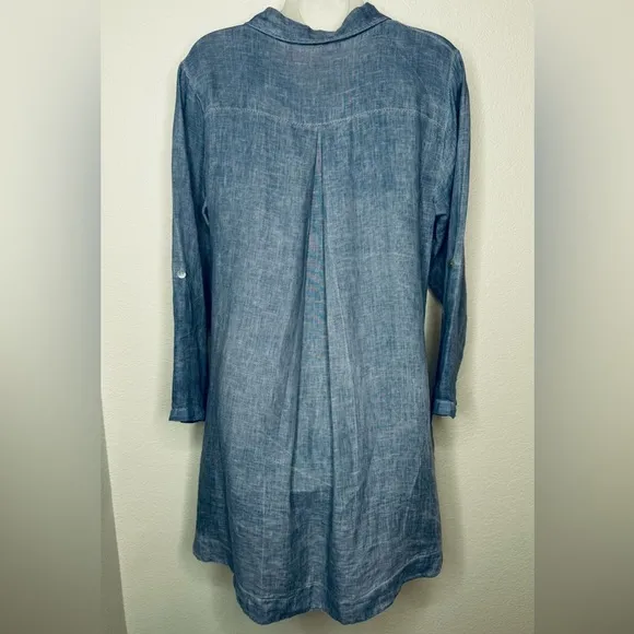 Scandal Abril Tunic Linen Button Shirt Dress Size M Made in Italy