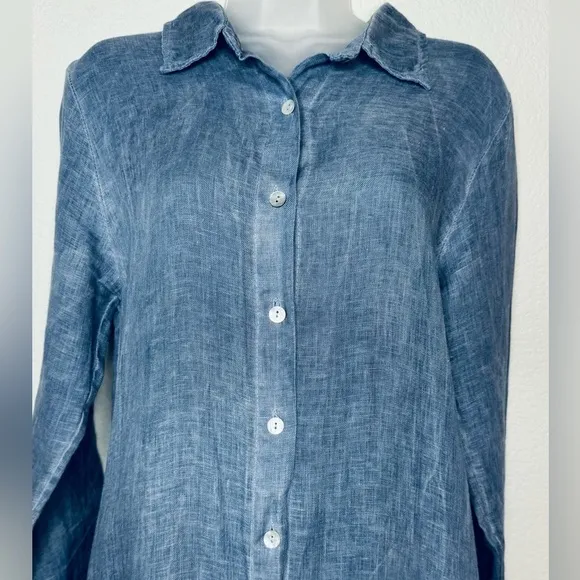 Scandal Abril Tunic Linen Button Shirt Dress Size M Made in Italy