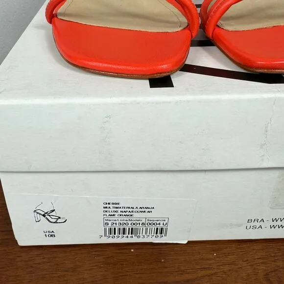 Schutz Chessie Slip On High Heel Sandals in Flame Orange Size 10
