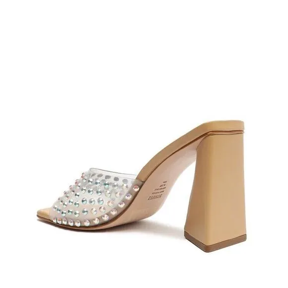 SCHUTZ Lizah Crystal Embellished Clear Sandals  Size 9.5US