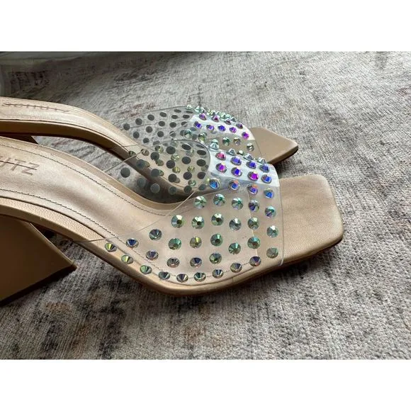 SCHUTZ Lizah Crystal Embellished Clear Sandals  Size 9.5US