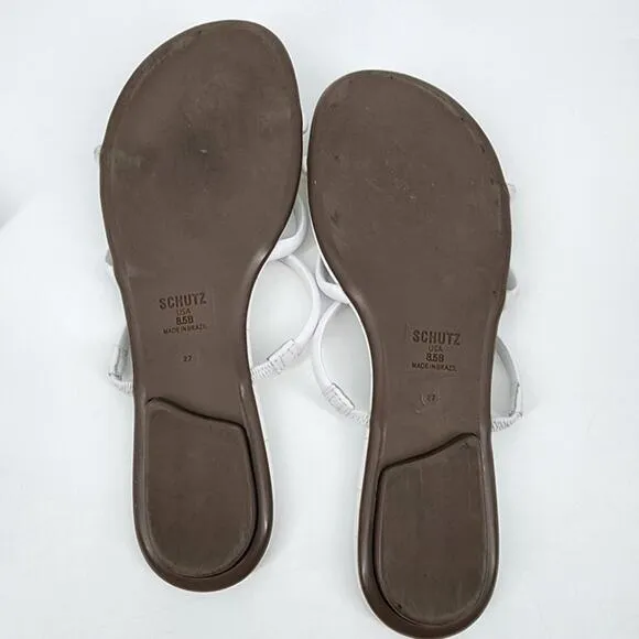 Schutz White Slip On Alberta Strappy Slip On Casual Slide Sandals Size 8.5