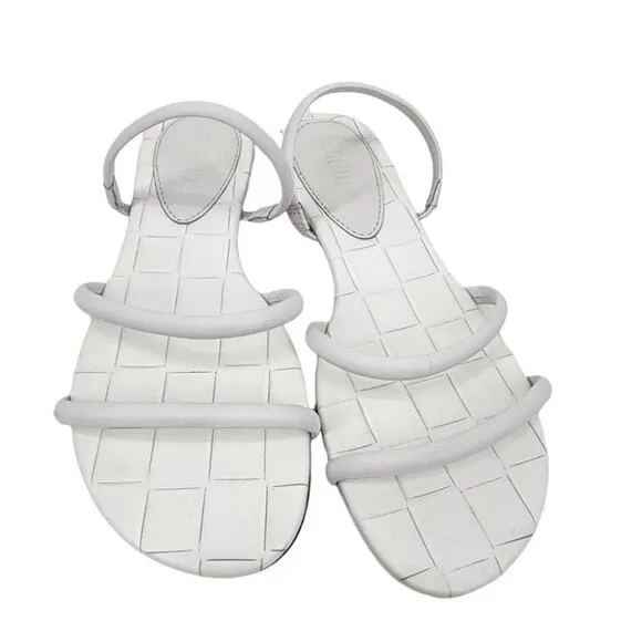 Schutz White Slip On Alberta Strappy Slip On Casual Slide Sandals Size 8.5