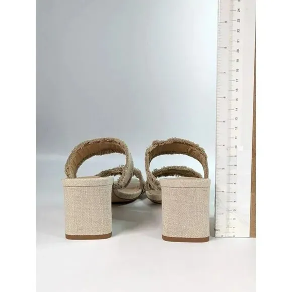 Schutz Women's Amely Slip On Mid Block Heel Sandals Oyster Size 8.5 (MSRP $128)