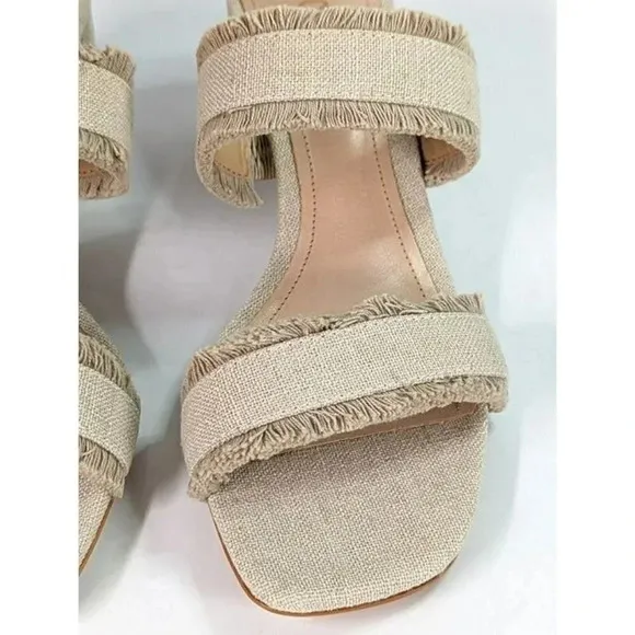 Schutz Women's Amely Slip On Mid Block Heel Sandals Oyster Size 8.5 (MSRP $128)