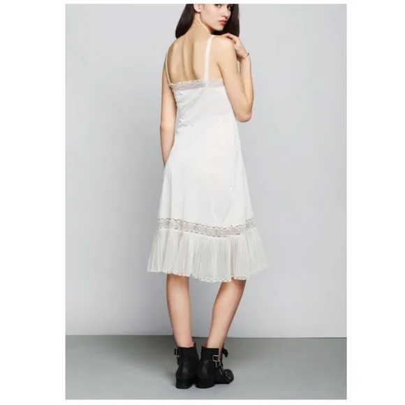 Sears Vintage Strappy Lingerie Fitted Stretch Midi Slip Dress 34 Tall Ivory Rare
