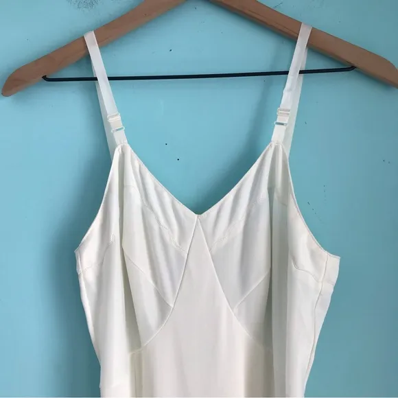 Sears Vintage Strappy Lingerie Fitted Stretch Midi Slip Dress 34 Tall Ivory Rare