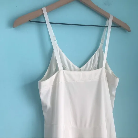 Sears Vintage Strappy Lingerie Fitted Stretch Midi Slip Dress 34 Tall Ivory Rare