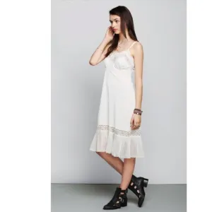 Sears Vintage Strappy Lingerie Fitted Stretch Midi Slip Dress 34 Tall Ivory Rare
