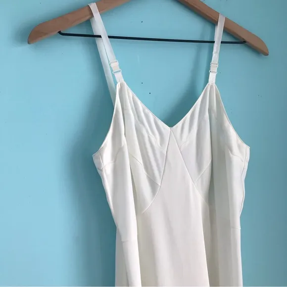 Sears Vintage Strappy Lingerie Fitted Stretch Midi Slip Dress 34 Tall Ivory Rare