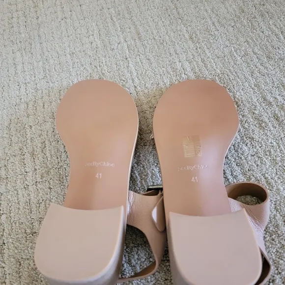 See by Chloe Ruffled Beige Sandals, Size 41