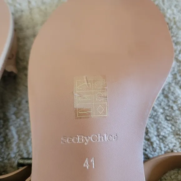 See by Chloe Ruffled Beige Sandals, Size 41