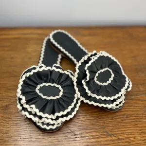 See By Chloe Size 36 • Black Flower Slip On Sandals Slides.