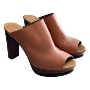See by Chloe Women's Alex Leather Clog Platform Sandals Brown Size 40 EU/10 US
