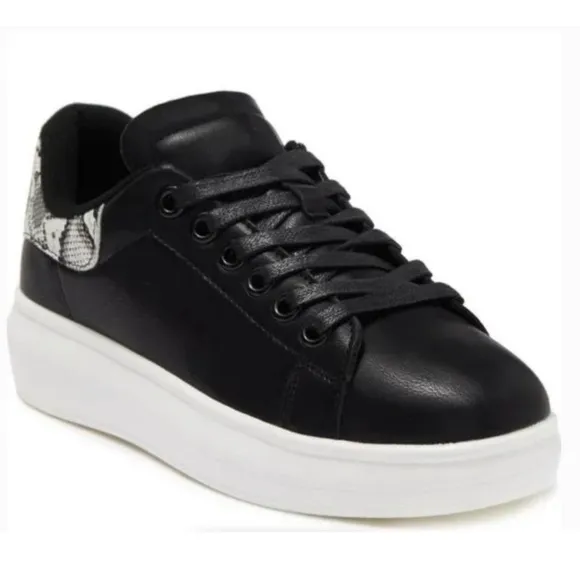Seven7 Womens Sz 9 l Blk Snake White Sole Casual Shoes Miki Sneaker