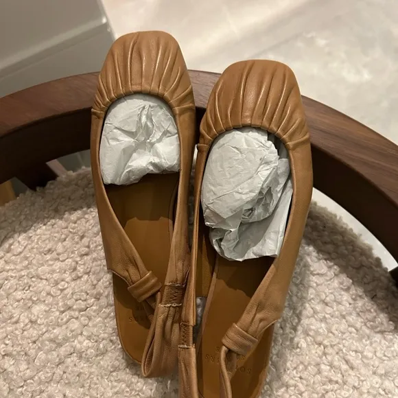 Sezane Frannie Ballerines Light Tan Leather Women's Shoes
