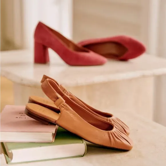 Sezane Frannie Ballerines Light Tan Leather Women's Shoes