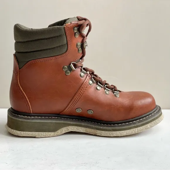 Simms Freestone Fly Fishing Boots Brown Leather Felt Cleat Soles Mens Size 7