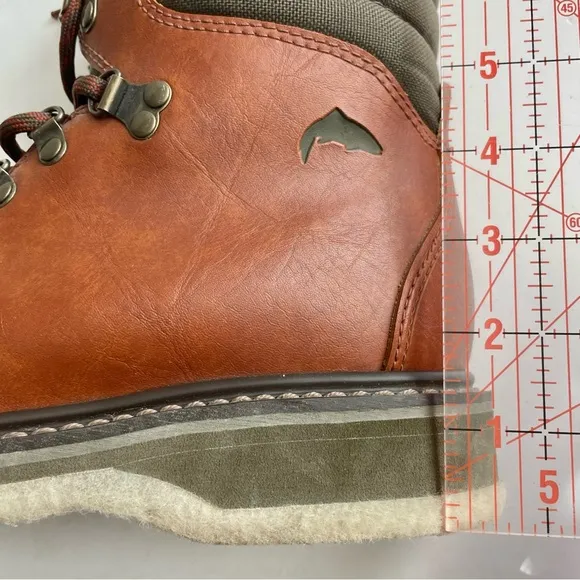 Simms Freestone Fly Fishing Boots Brown Leather Felt Cleat Soles Mens Size 7