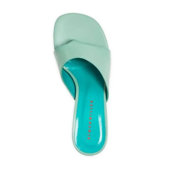 SIMON MILLER Womens Teal Bill Toe Kitten Heel Slip On Leather Thong Sandals 37