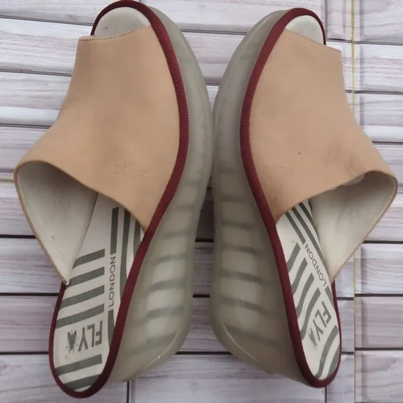 SIZE EU 41. Fly London nubuck leather slip on wedge sandals.