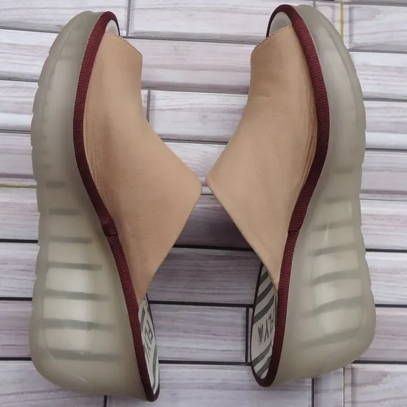 SIZE EU 41. Fly London nubuck leather slip on wedge sandals.