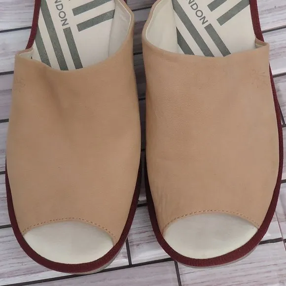 SIZE EU 41. Fly London nubuck leather slip on wedge sandals.
